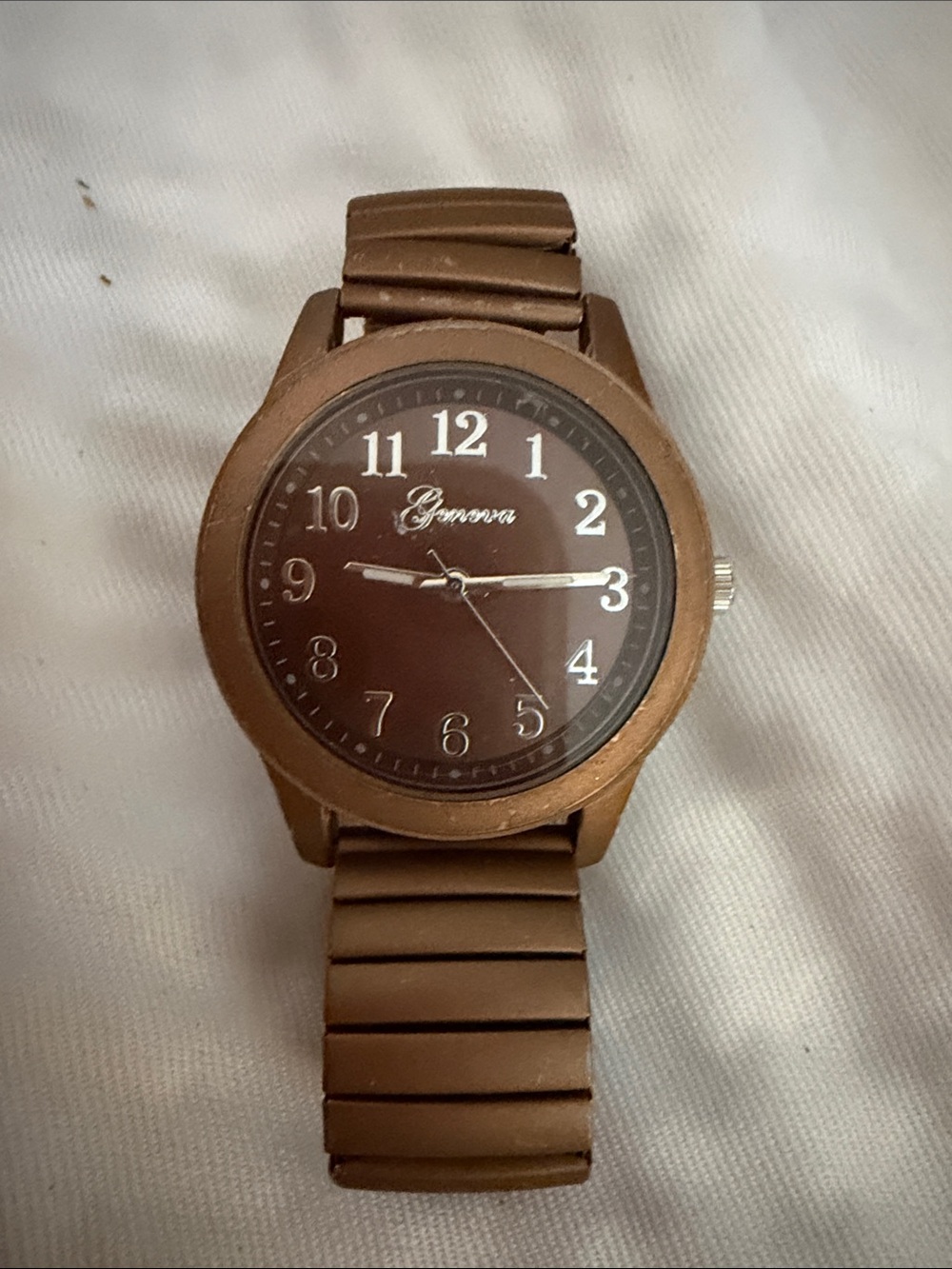 Geneva Men's Brown Stretch-Band Analog Watch